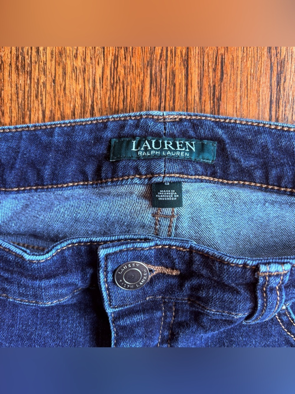 Lauren Ralph Lauren dark wash straight leg denim jeans size 8 - Picture 3 of 8